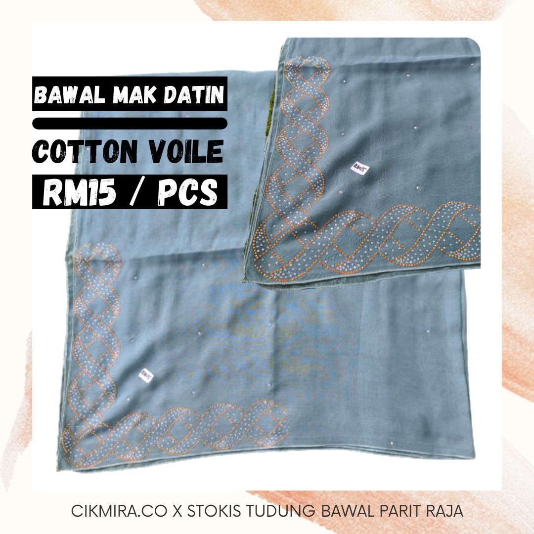 Tudung Bawal Manik Tabur Hitam Putih Bawal Cotton Voile Bawal Mak Datin Bawal Vshape Scarf Scarves